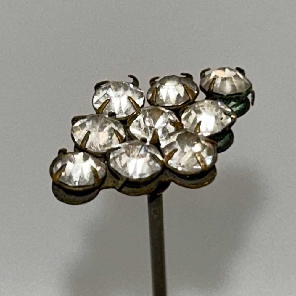 Antique Victorian Paste Stone Hatpin Rhinestones 9 Inch Edwardian Era Jewelry